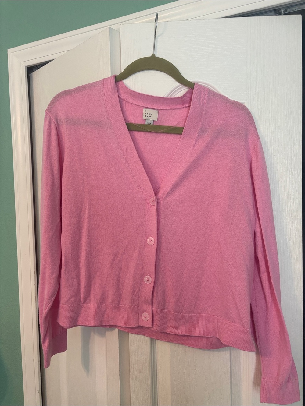 a new day Pink V-Neck Button Cardigan